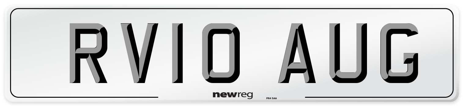 RV10 AUG Number Plate from New Reg